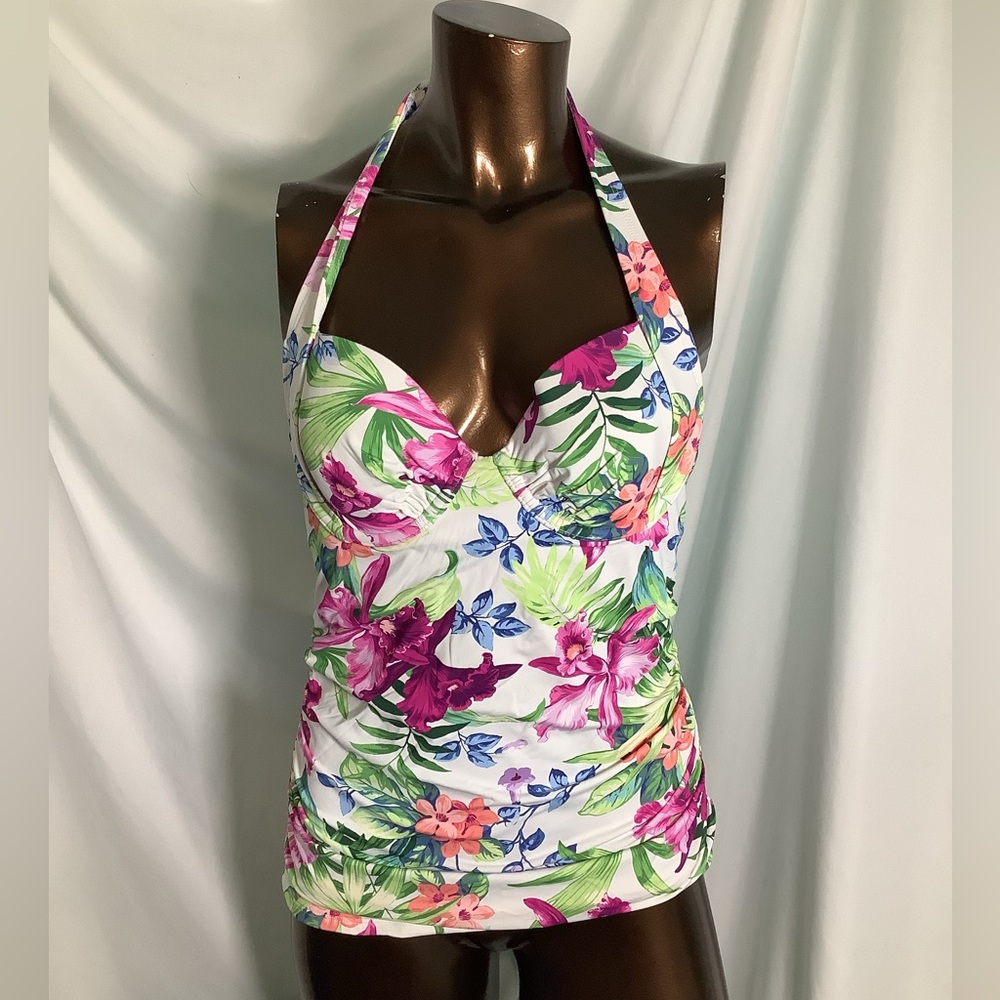 Tommy Bahama coastal Garden Halter Swimsuit Tankini - Small - New 🐬